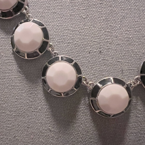 Black n White Choker Silver Tone Necklace - Picture 3 of 8